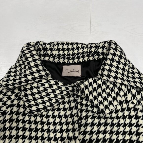 Darling Womens Karmen Black White Houndstooth Swing Jacket Double Collar Med - Picture 13 of 16